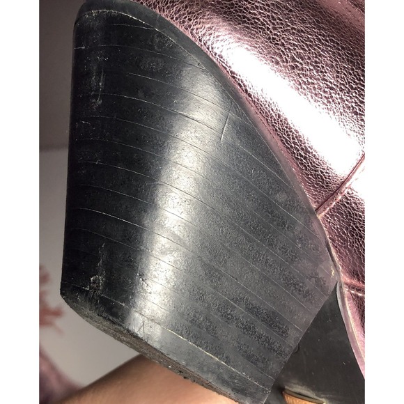 Billini Andi Metallic Pink Fringe Cowboy Cowgirl Boots Womens Damaged Heels 9 - Picture 10 of 16